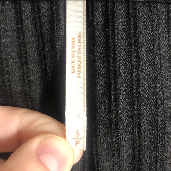 Free People Black Lace Up Long Sleeved Crop Top - Picture 3 of 7